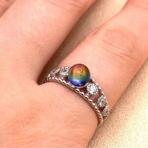 Elegant Silver and Madagascar Rainbow Moonstone Ring